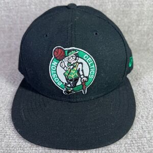 Boston‎ Celtics New Era Fitted Hat Mens 7 1/4 Black 59FIFTY NBA Flat Brim